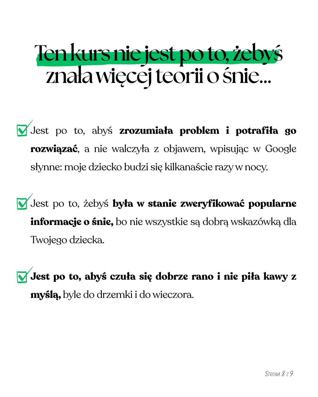 Kurs pomaga zrozumieć problem ze snem dziecka i podejmować trafniejsze decyzje