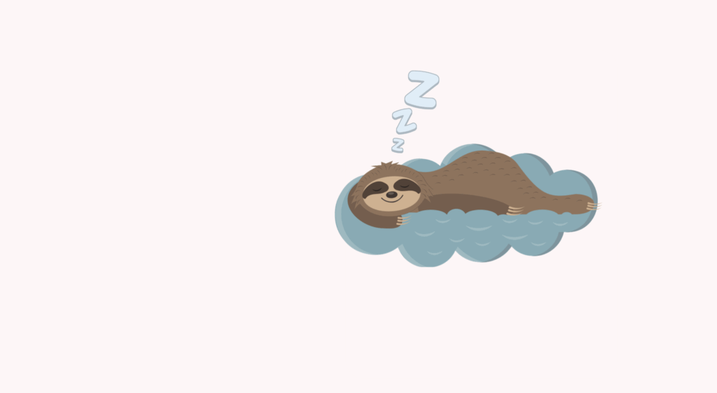 Śpiący leniwiec na chmurce — grafika nagłówka