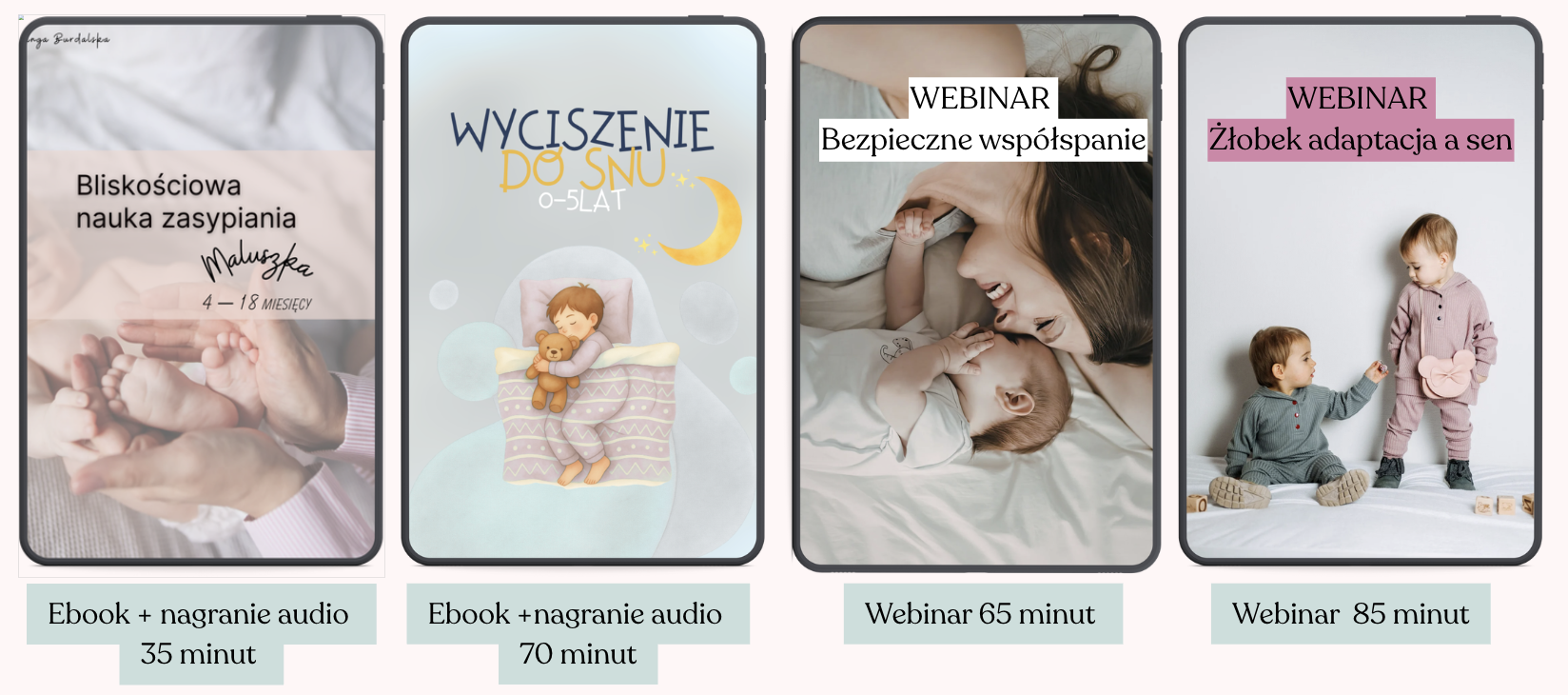 PAKIET: Ebook samodzielny sen (z nagraniem)  + wyciszenie (z nagraniem) + drzemki (z nagraniem) + webinar żłobek i współspanie