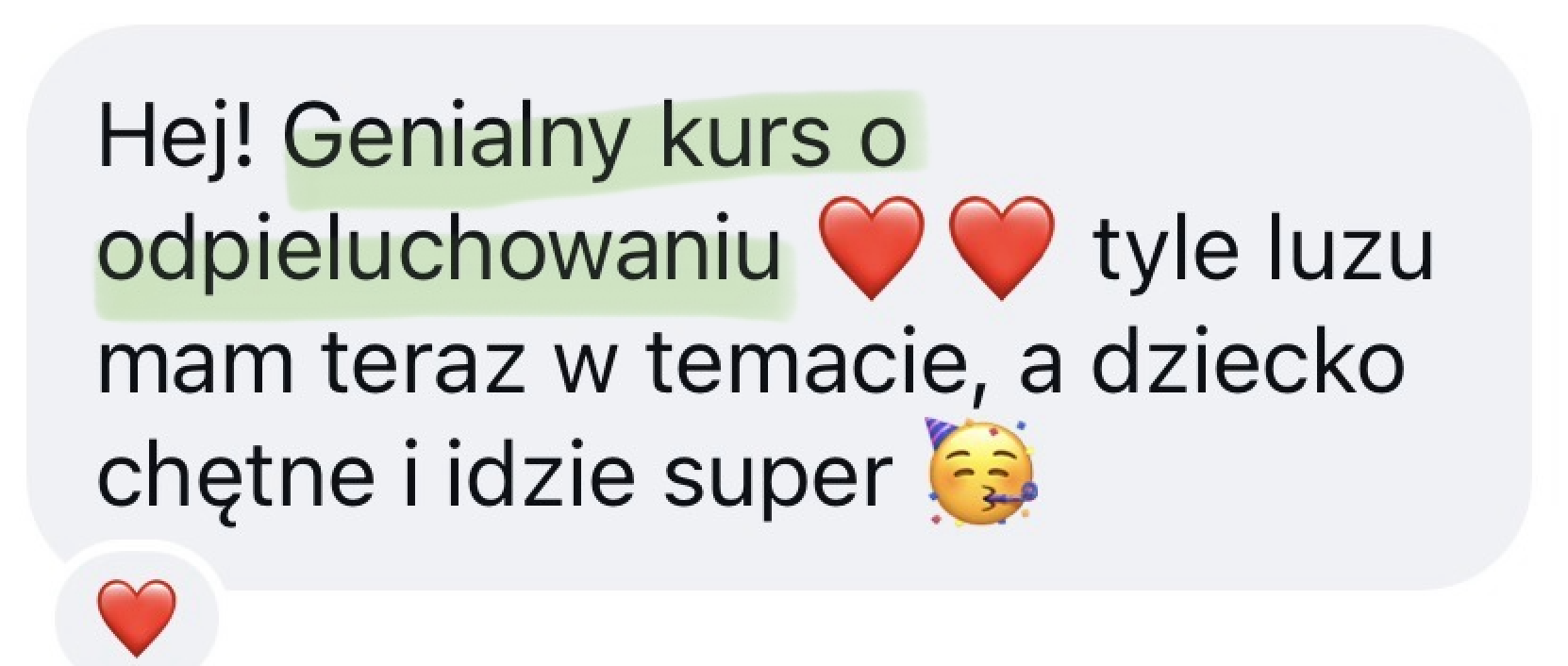 Opinia rodzica o kursie odpieluchowanie