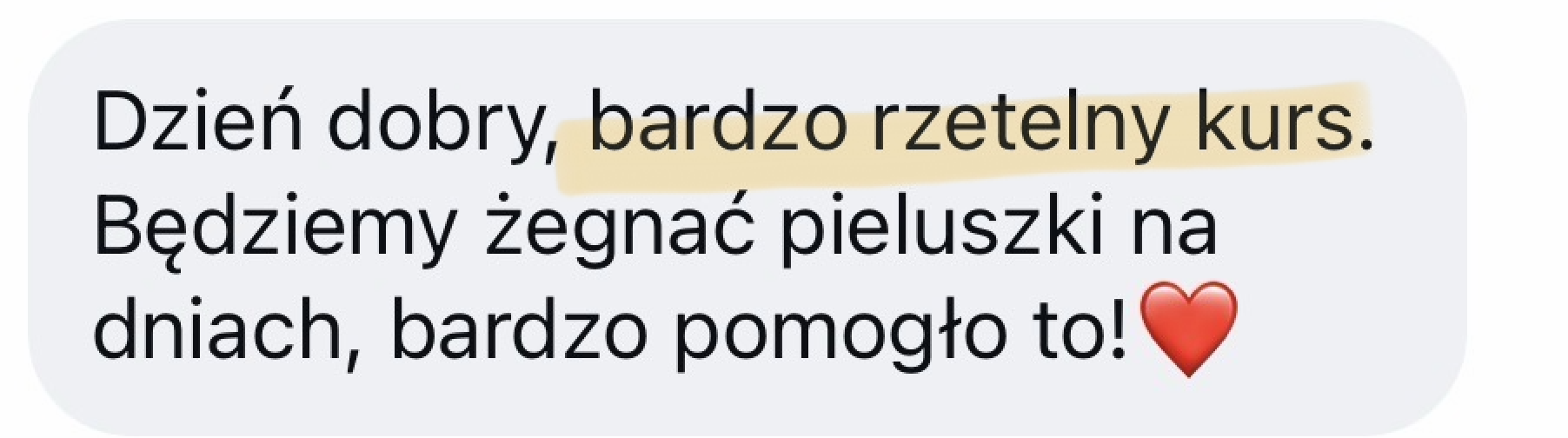 Opinia rodzica o kursie odpieluchowanie