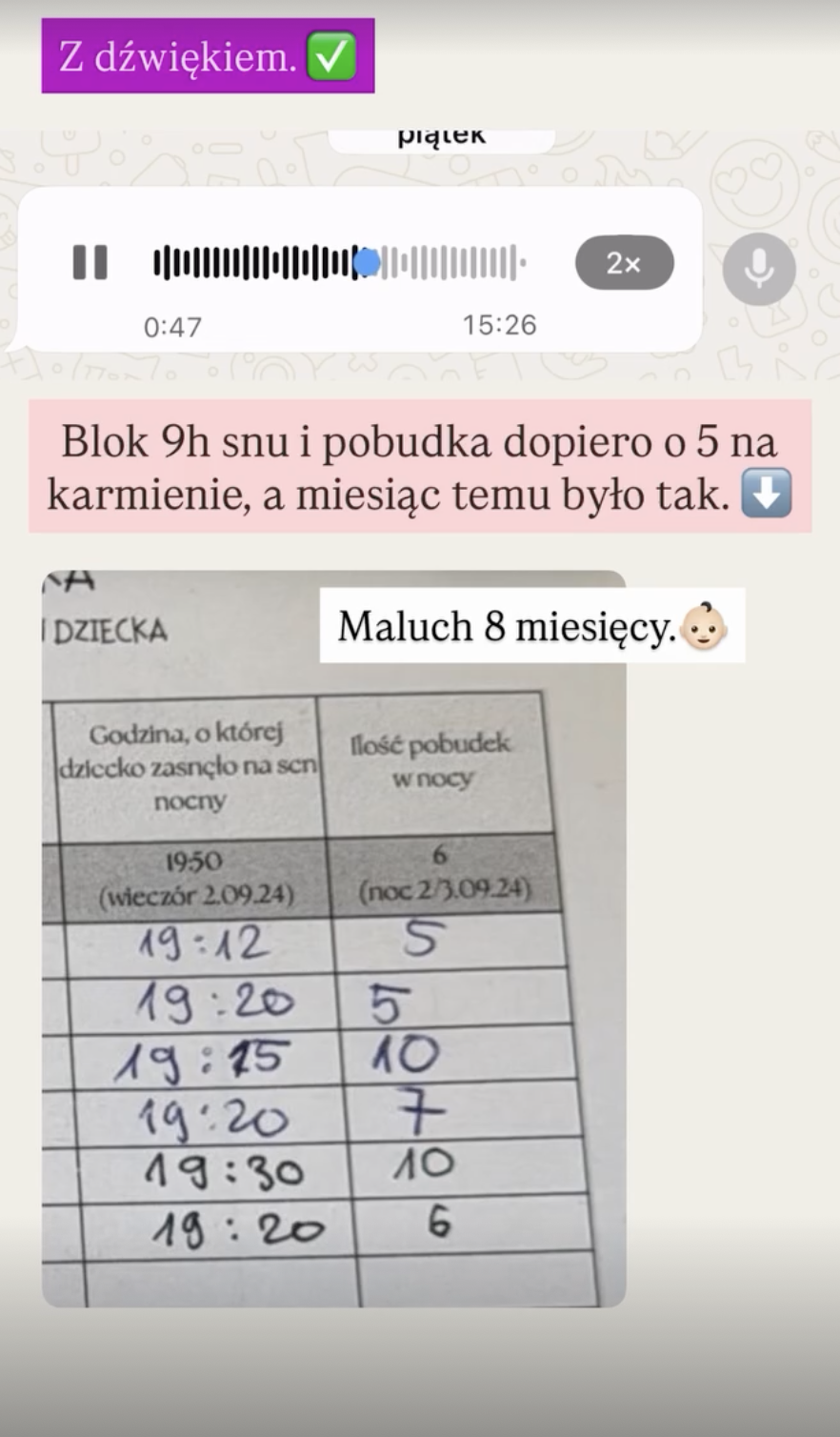 Efekty konsultacji dotyczącej snu dziecka