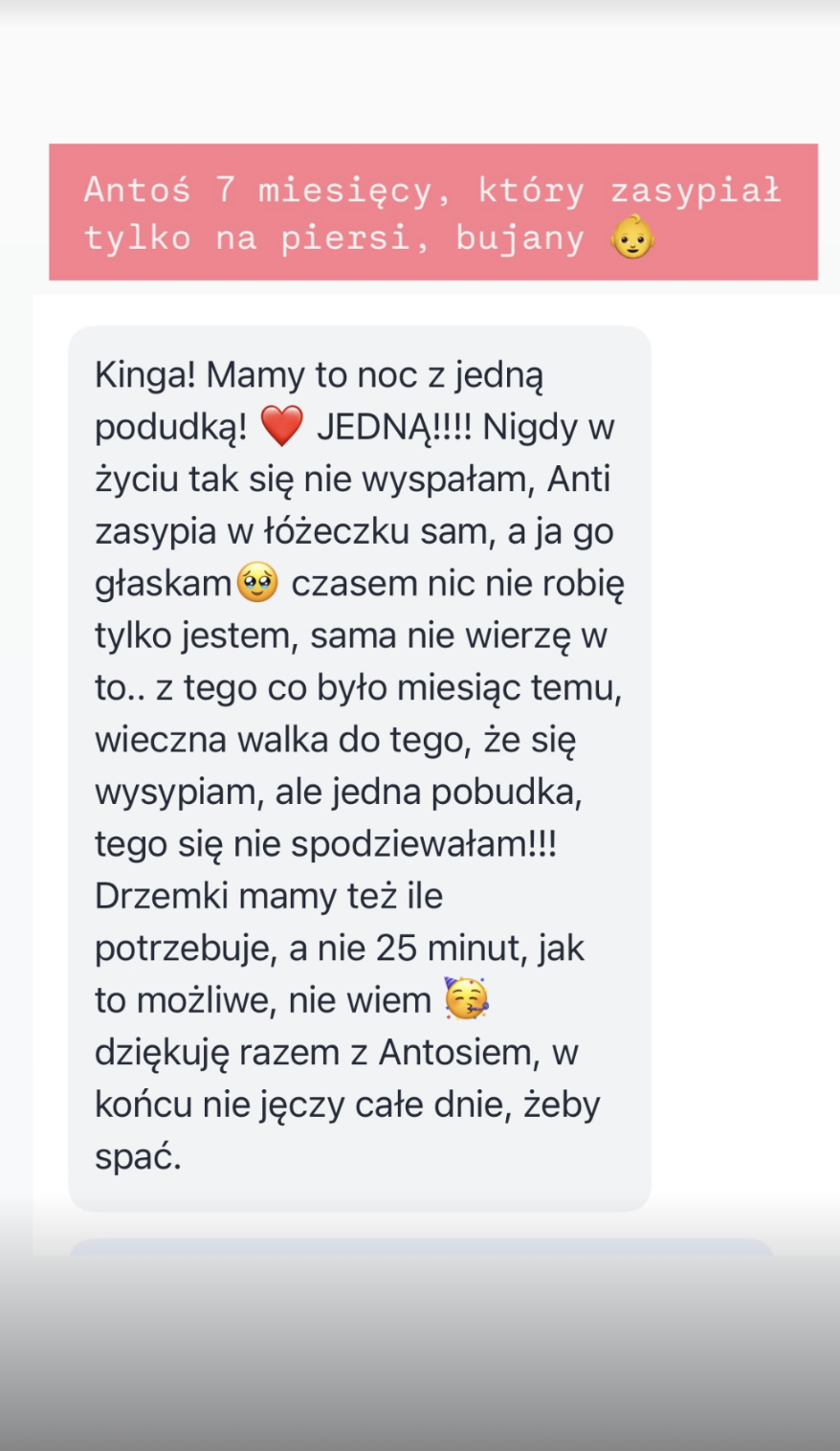 Rezultat konsultacji snu dziecka