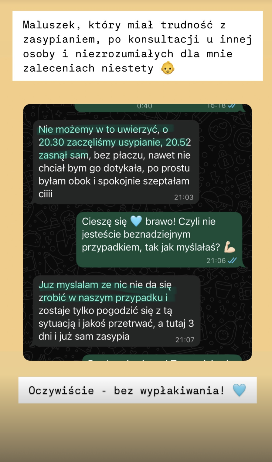 Efekty indywidualnej pracy nad snem dziecka