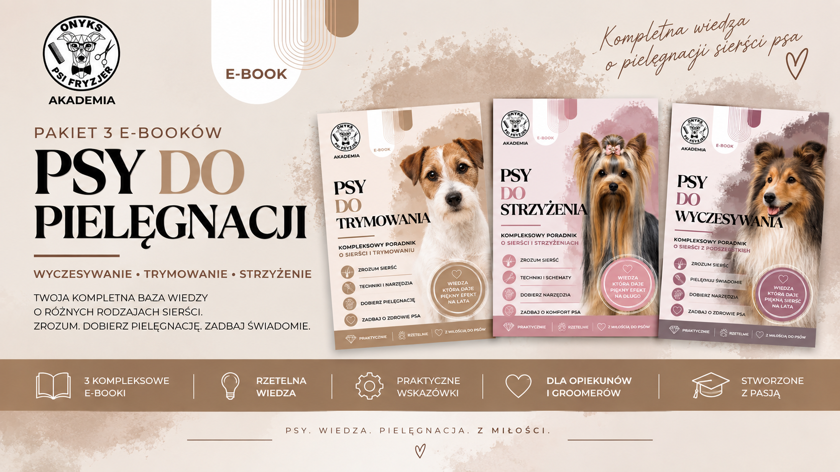 KOMPLETNY PAKIET PIELĘGNACJI PSA – 3 e-booki Akademii Onyks