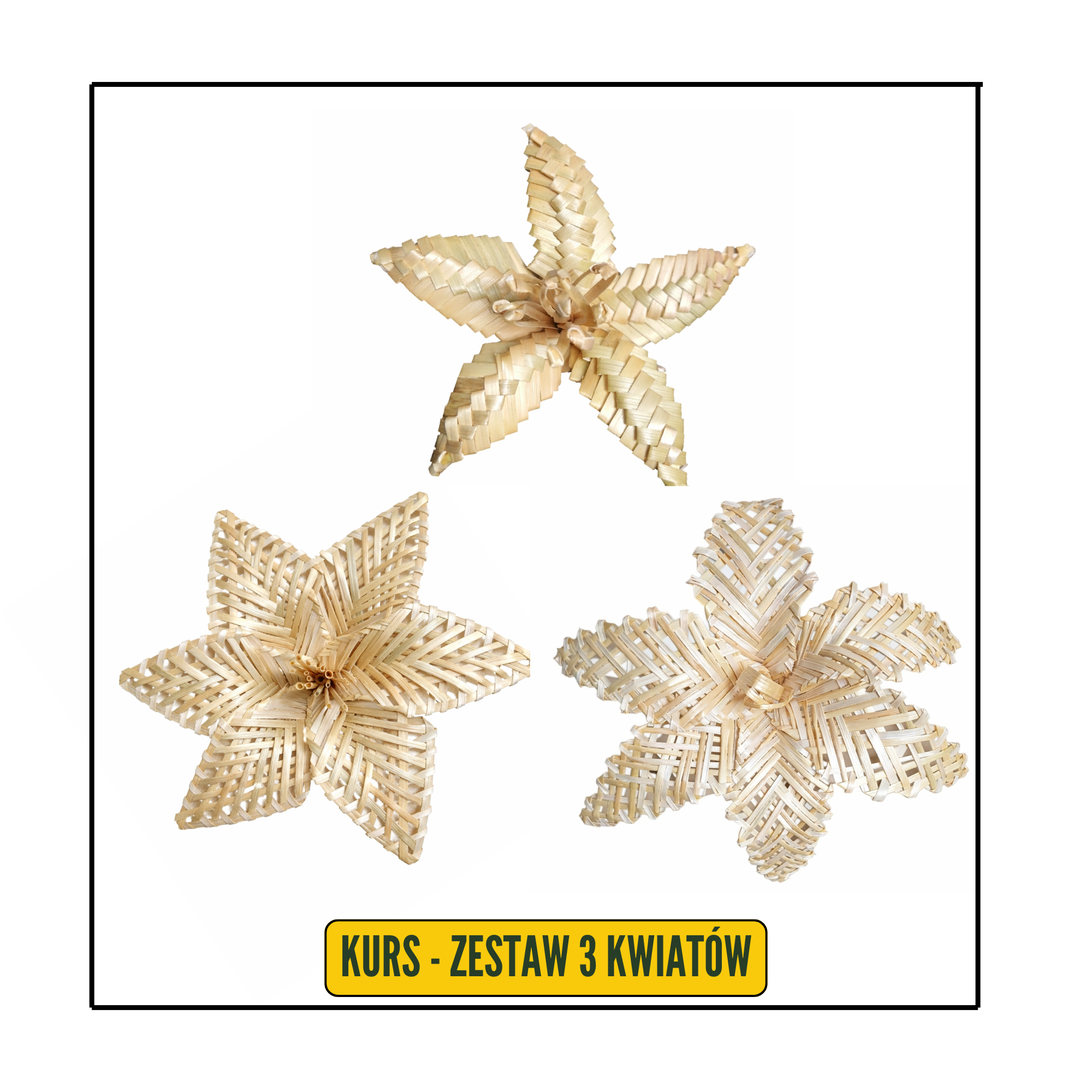 KURS - ZESTAW 3 KWIATÓW ZE SŁOMY - LILIA KLASYCZNA, LILIA O OSTRYCH PŁATKACH I GWIAZDA